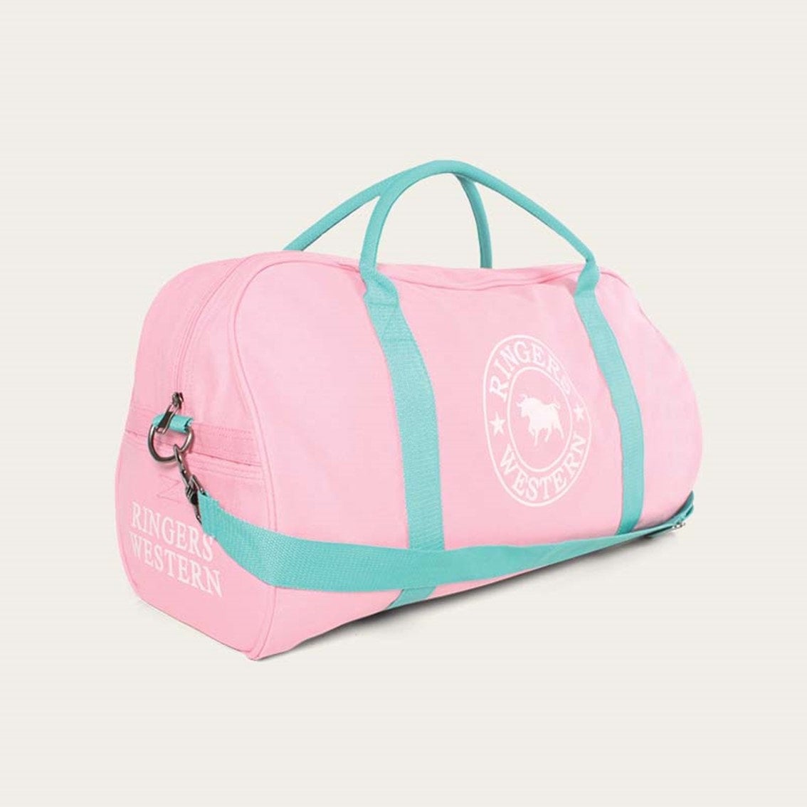 gundagai-duffle-bag-pink-and-mint-with-white-buckin-boots